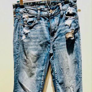 American Eagle Distressed Y2K wide leg jean